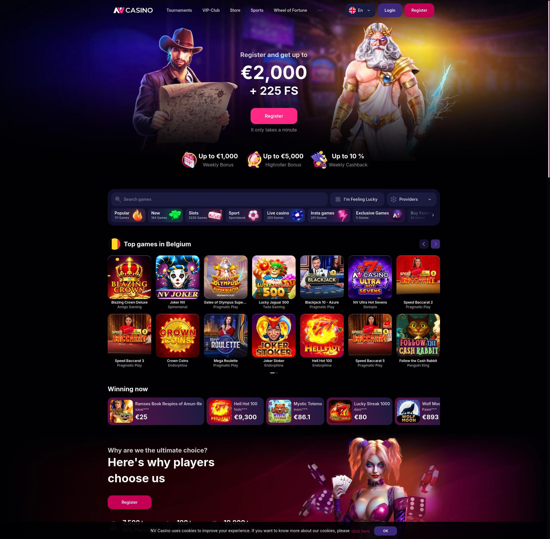 Skärmdump av NV Casino